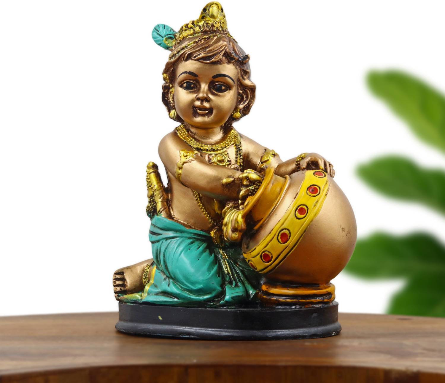 INTERNATIONAL GIFT Laddu Gopal Polyresin Idol | Krishna Bal Gopal with Butter Pot Statue Decorative Showpiece - 17.78 cm