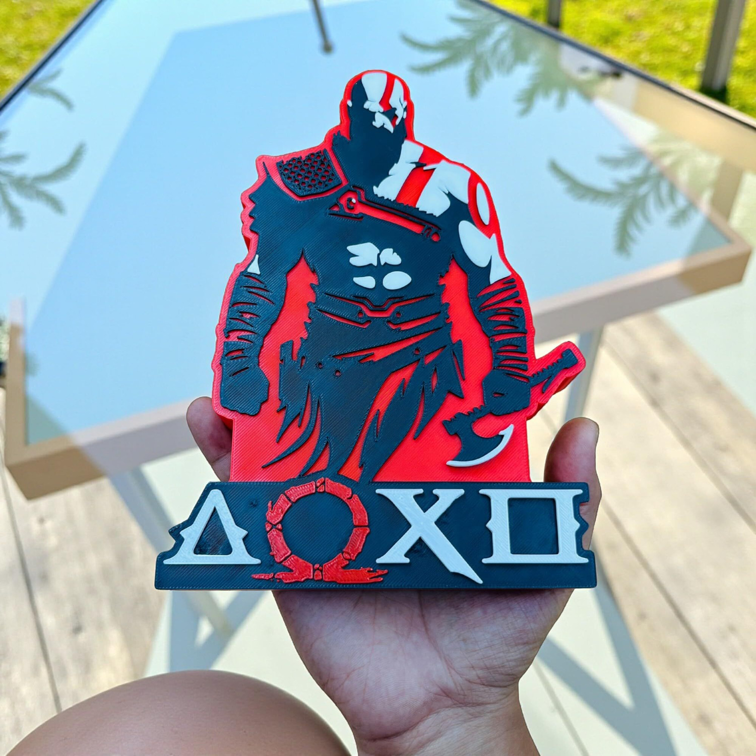 Image of HOBIGO KRATOS Themed Table Top | 3D Action Hero Decorative Showpiece for Gaming Fans Decorative Showpiece - 20 cm