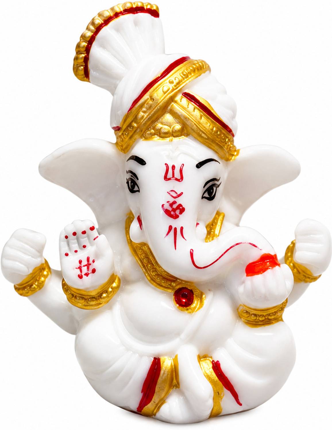 Glorica & co GLORICA Premium White Marble Finish Lord Ganesha Idol Decorative Showpiece - 7 cm