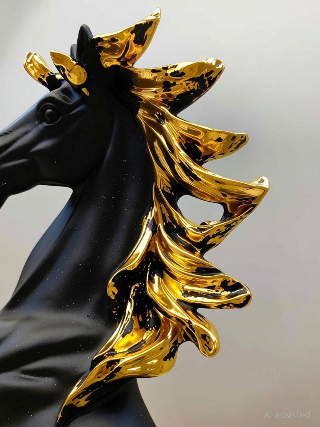 Image of Yuvaansh Creationss Black Jumping Horse Decorative Showpiece - 35 cm
