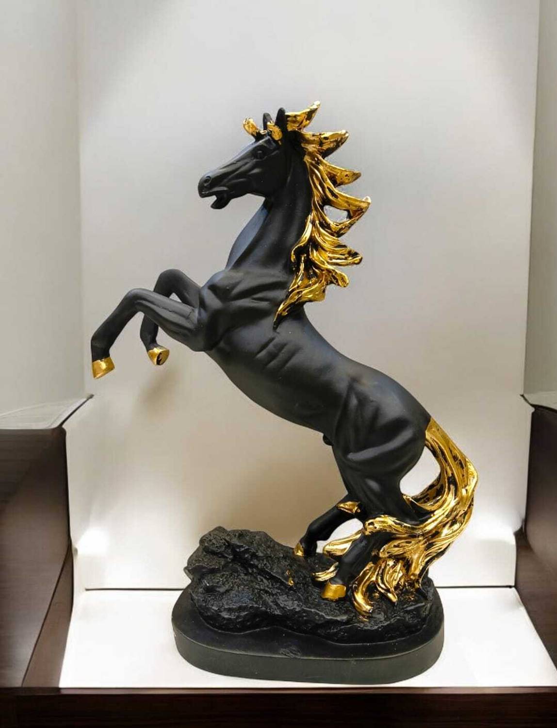 Yuvaansh Black Jumping Horse Showpiece - 35 cm - Image 4