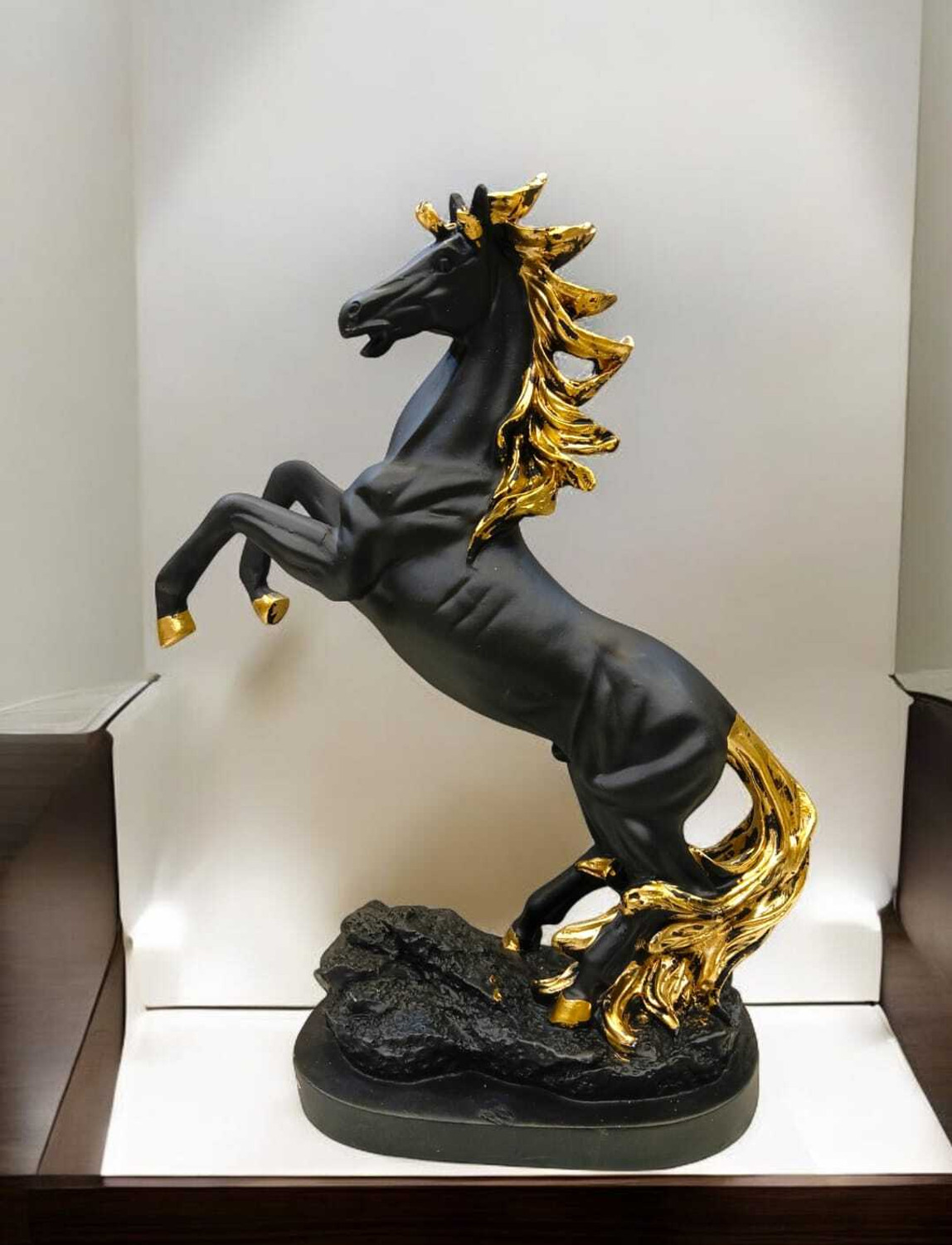 Image of Yuvaansh Creationss Black Jumping Horse Decorative Showpiece - 35 cm