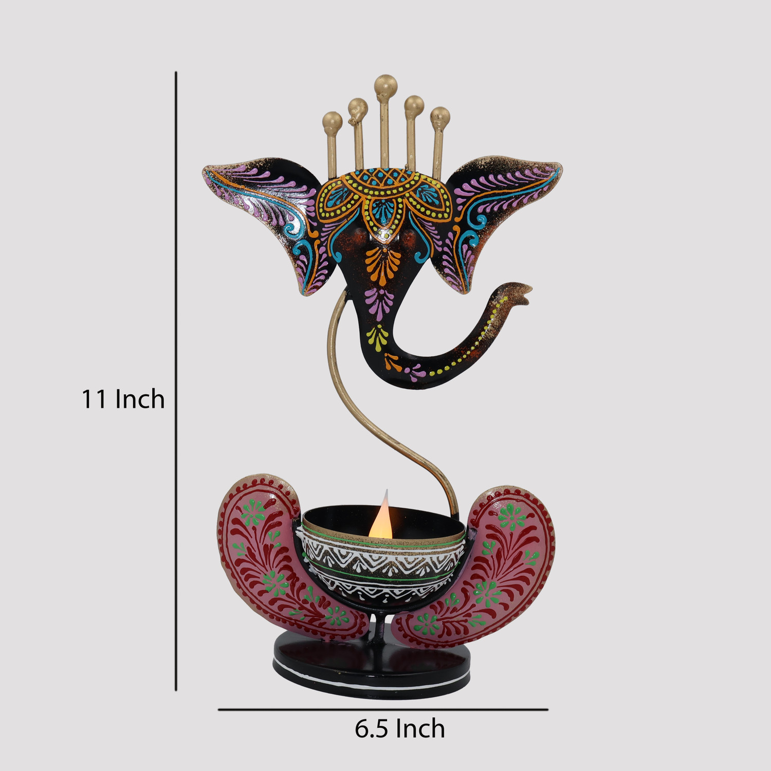 Image of Handicrafy Metal Ganesha Tealight Candle Holder Decorative Showpiece - 28 cm