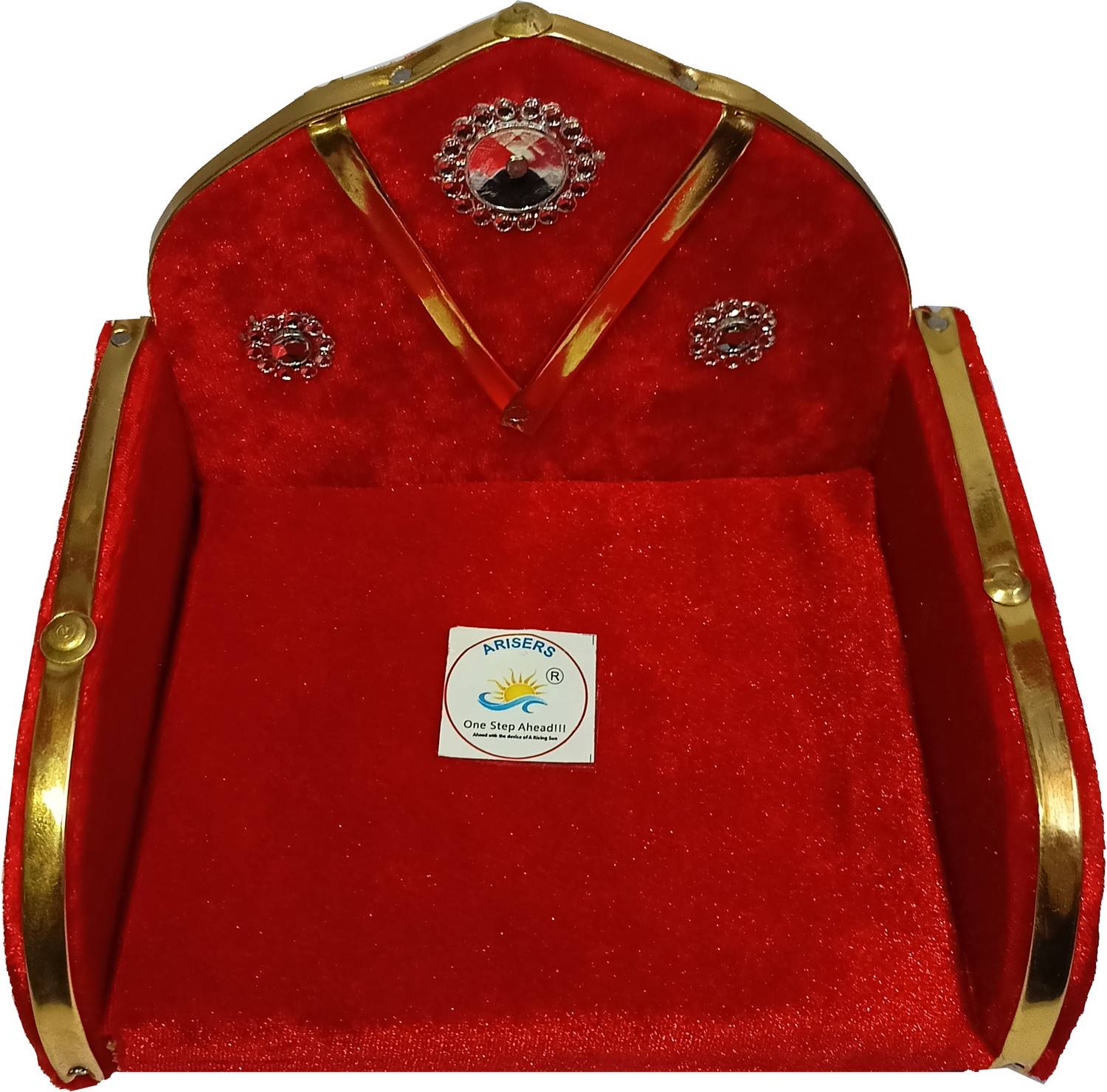 ARISERS laddu Gopal sighasan & thakur ji singhasan of Krishna Wooden Singhasan Red Decorative Showpiece - 11 cm