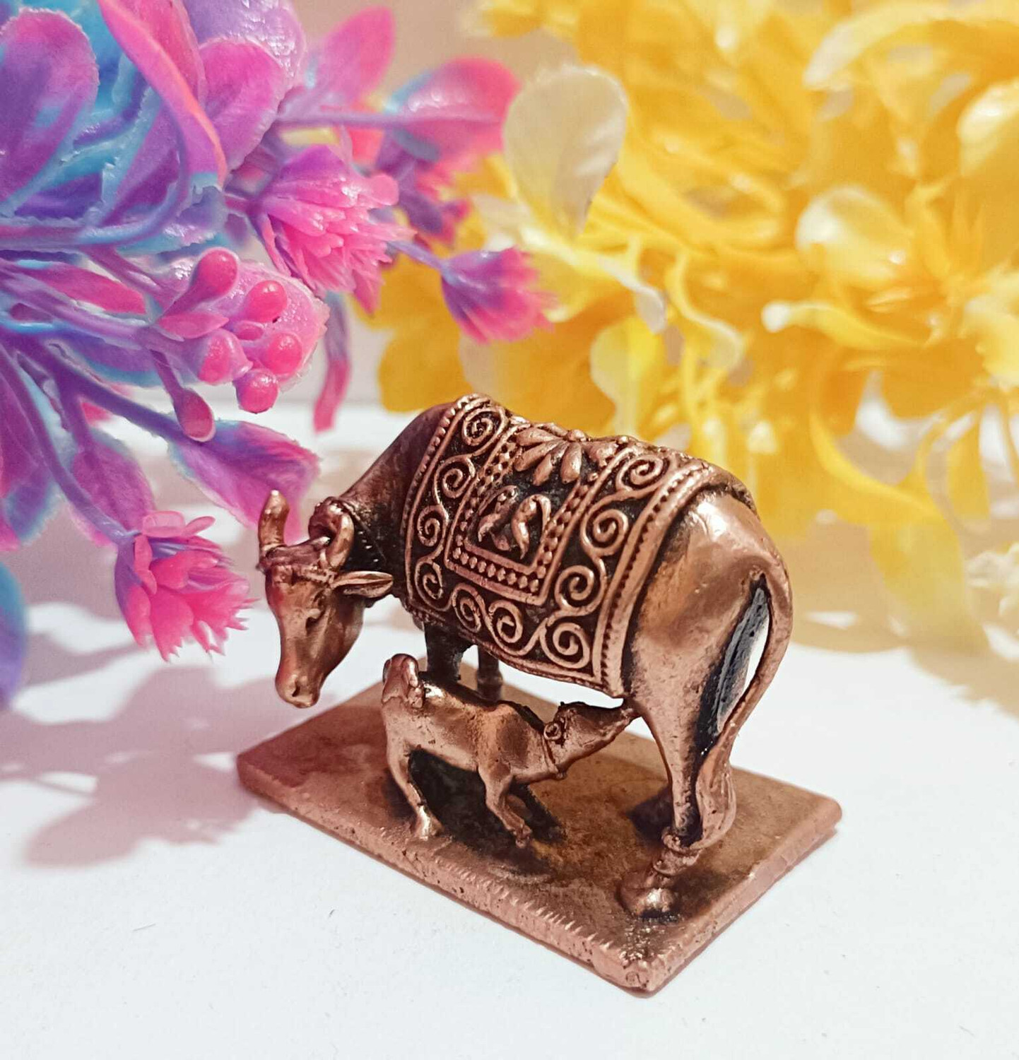 Image of cow idols copper cow idol Decorative Showpiece - 3.5 cm (Copper, Brown)