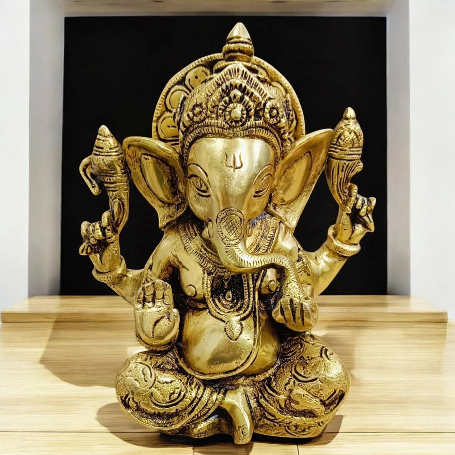 SJL Ganesha Murti Idol Ganpati Idols Statue for Home Pooja Living Decorative Showpiece - 23 cm