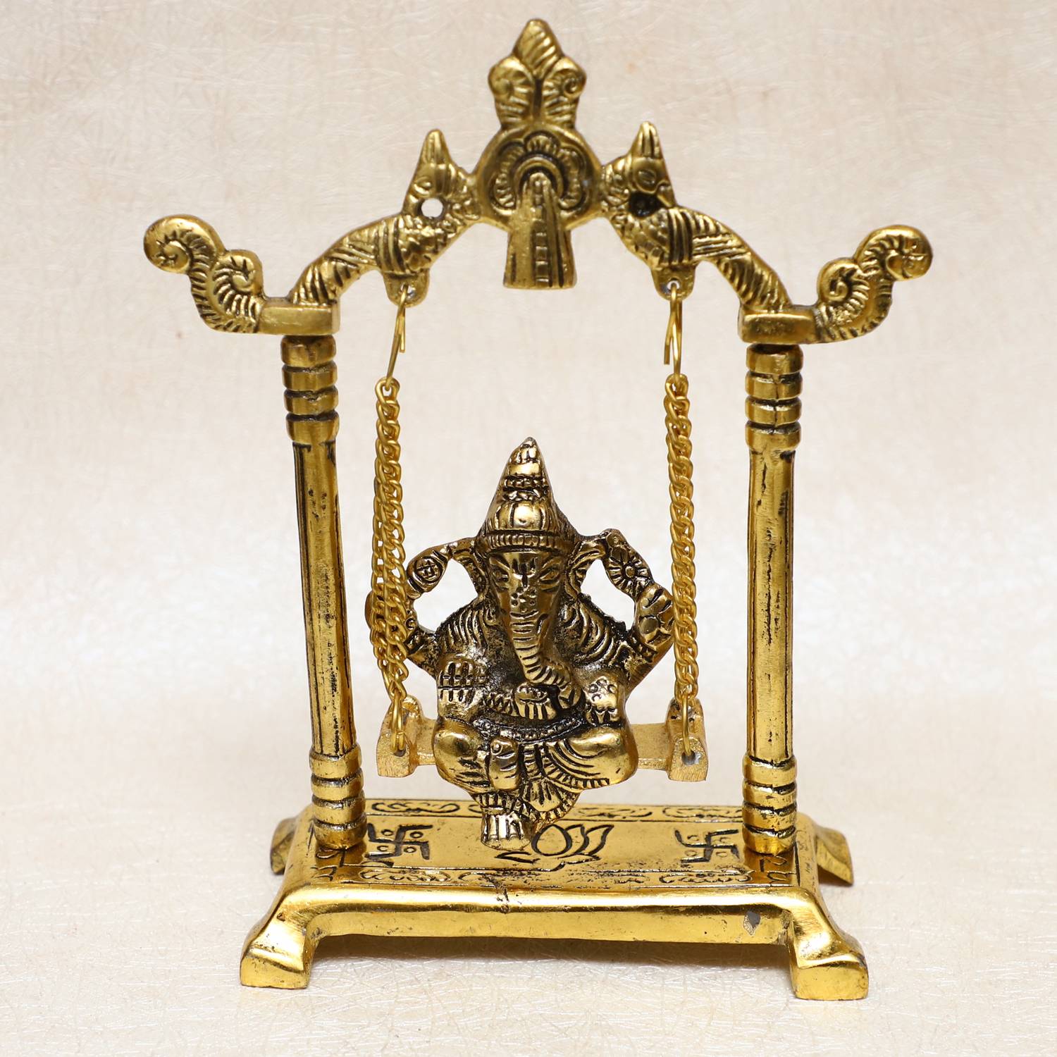 Chhariya Crafts Metal Ganesh Swing Jhula For Home And Office Gift Item Decorative Showpiece  -  18 cm