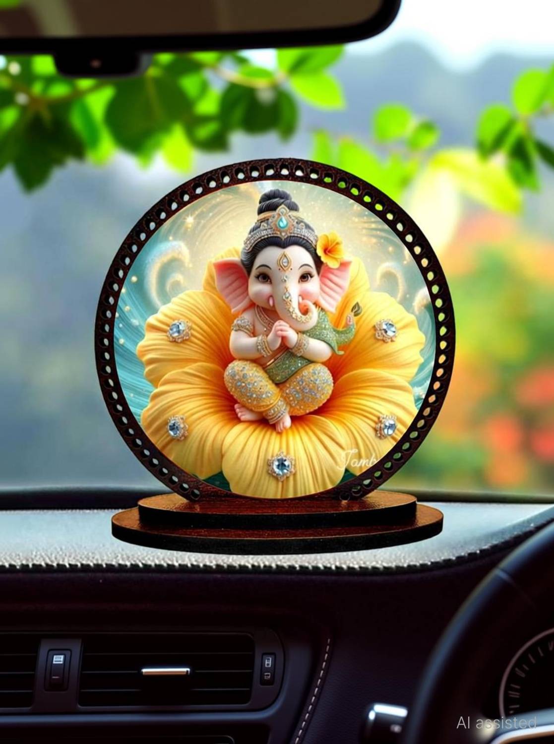 GiftzLane Lord Ganesha / vinayaka ji Idol for car Dashboard & Home Decorative Showpiece - 7.62 cm