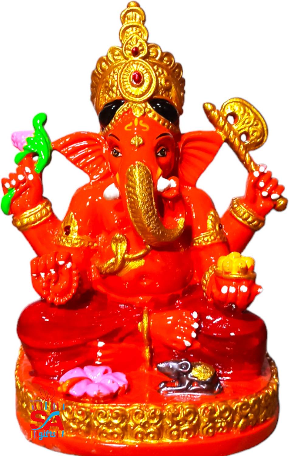 S A Gifts Sai Amrut Siddhivinayak Ganpati Idol/Statue|Orange|Puja Gifts Decorative Showpiece - 12 cm