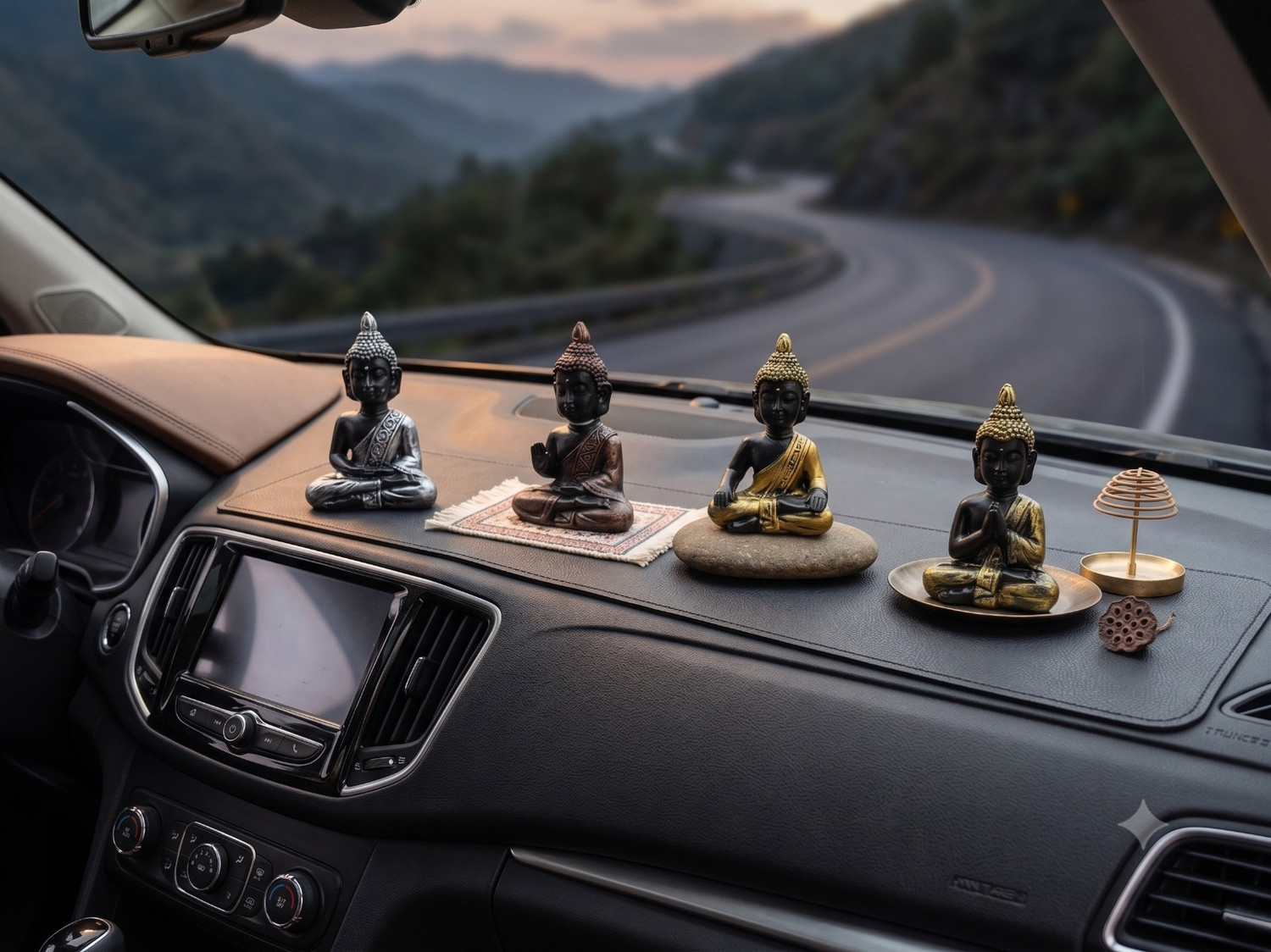 Image of UNYSHOPPE Kidocraft Set of 4 Mini Buddha Statue Showpiece for Home Decor Decorative Showpiece - 8 cm