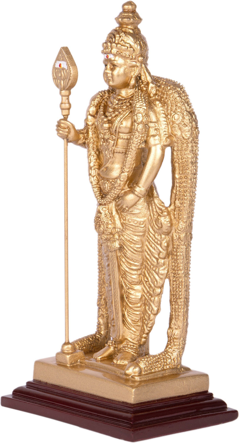 Image of Pathumalai Murugan Pathumalai Murugan Resin Idol | 17 cm (6 Inch) Gold Finish for Home Decorative Showpiece - 17 cm