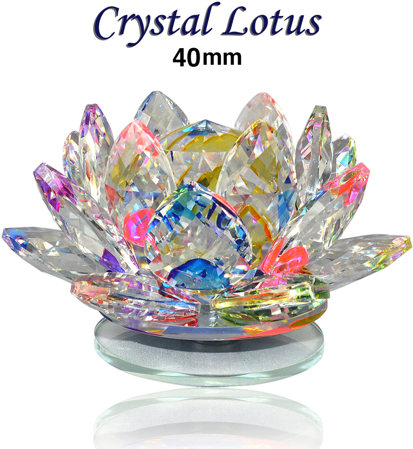 Image of CRYSTU Vastu Lotus Feng Shui Lotus Transparent Crystal Lotus For Positive Energy 40 mm Decorative Showpiece - 6.5 cm