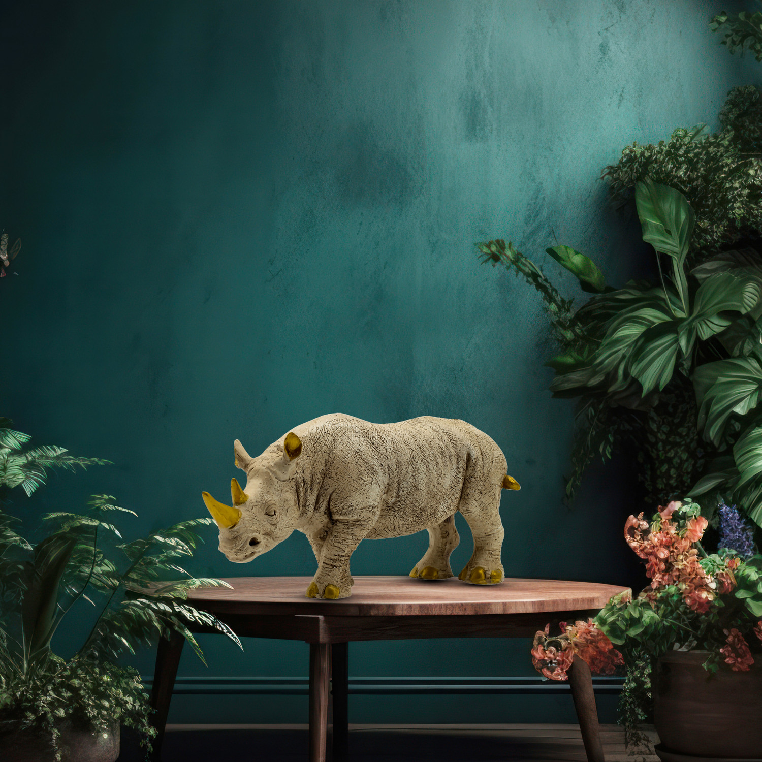Image of aabco Rhino Sculpture For Home Decoration , Animal Statue For Table Top | Decorative Showpiece - 12 cm