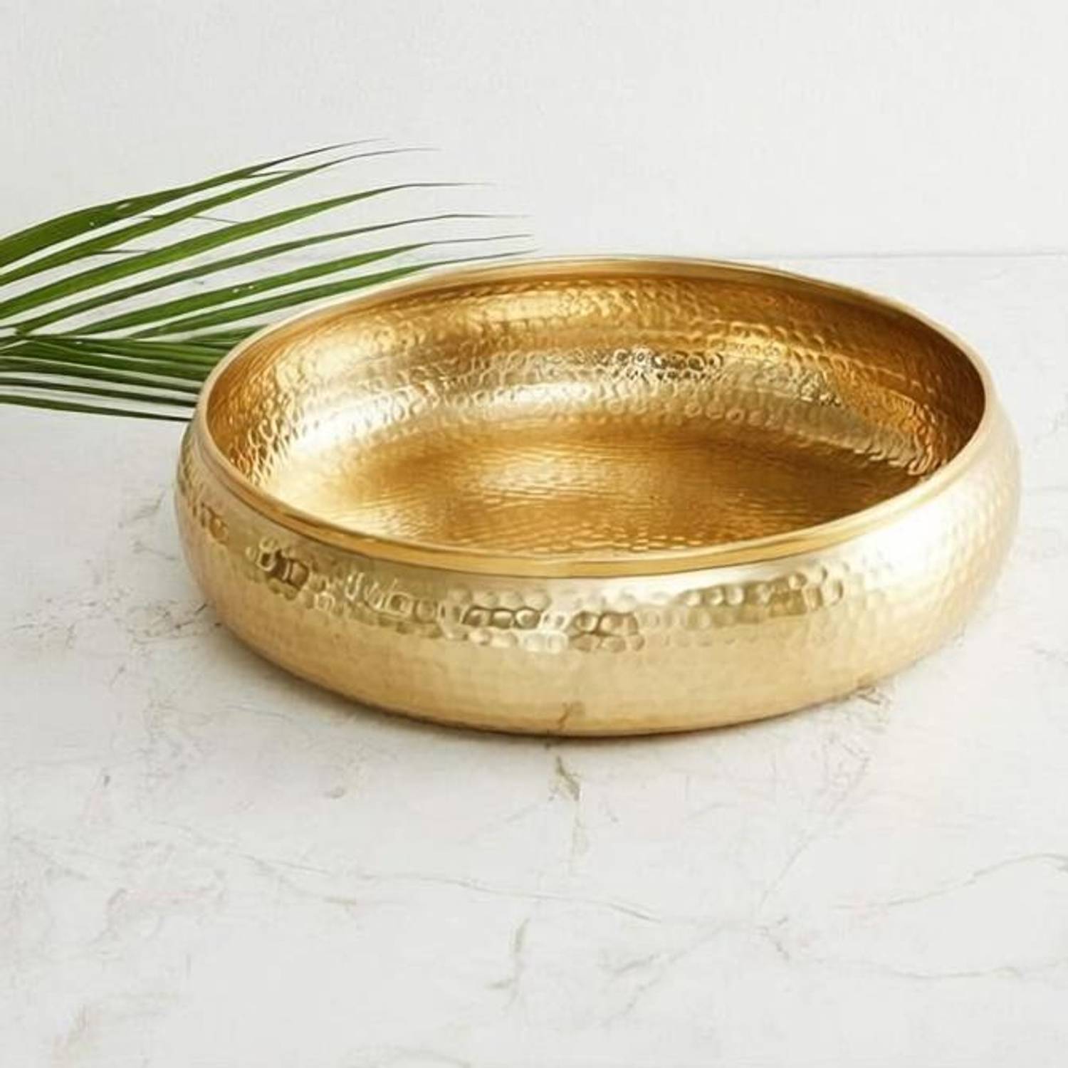 aflah home decor Gold Antique Round Hammered Traditional Potpourri Bowl Handcrafted Metallic Gold