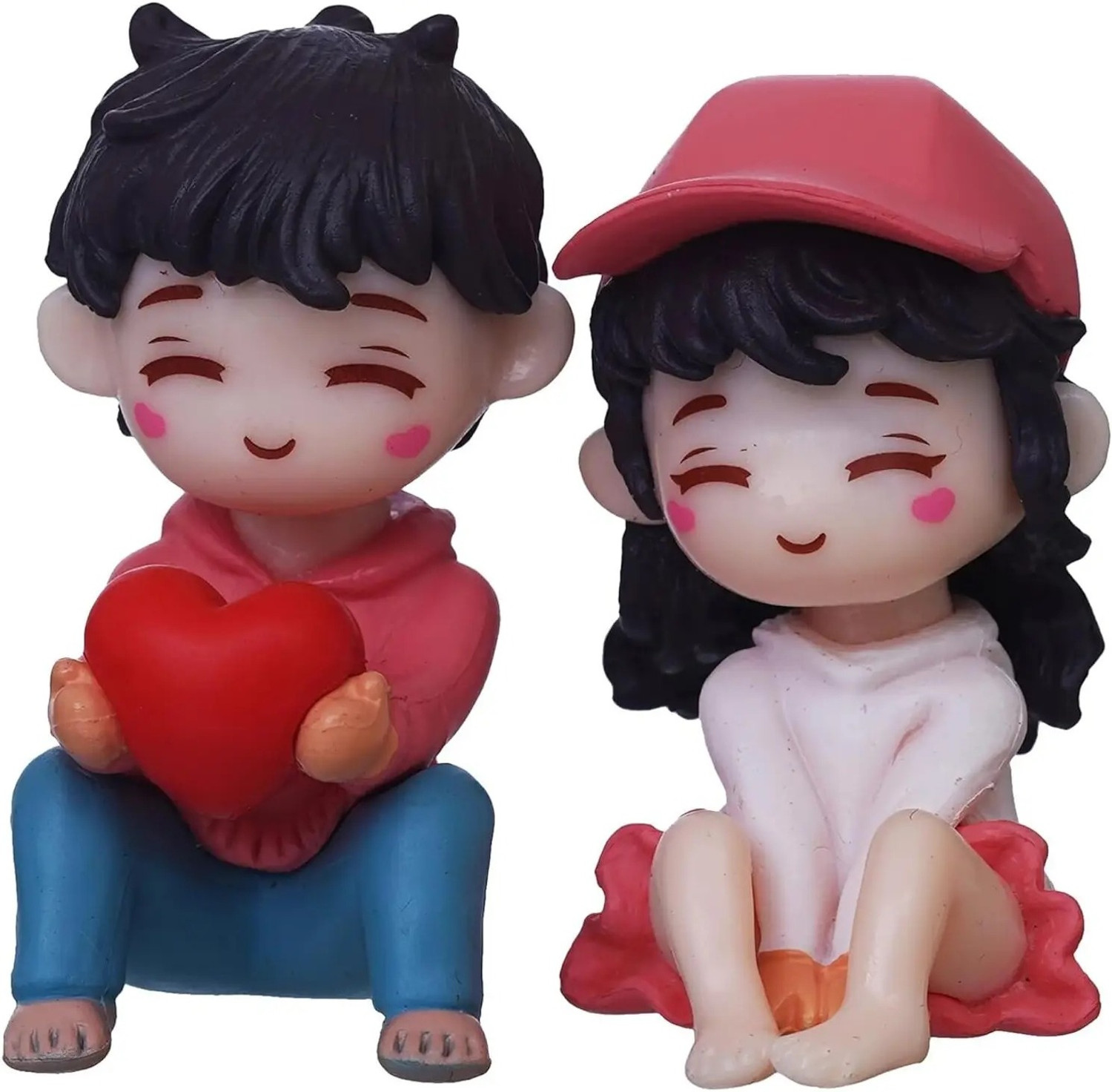 Image of SHIGOSHREE Couple Small Ornament Figurines| Home Living Room Cafe Bar Table Decor Decorative Showpiece - 5 cm