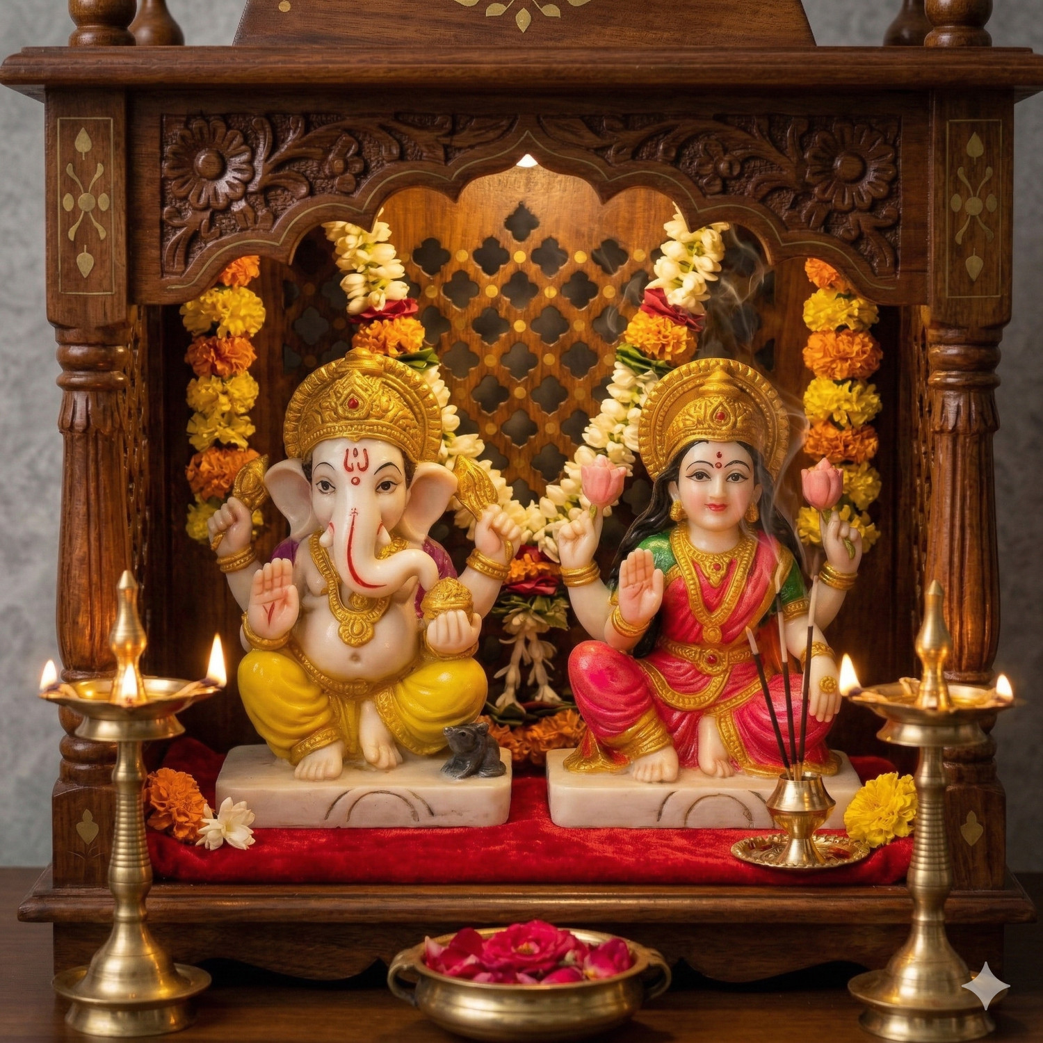 Image of WearrCraftJPR Laxmi Ganesh Ji Idol Symbol of Wealth, Wisdom, Prosperity & Divine Blessings Decorative Showpiece - 10 cm
