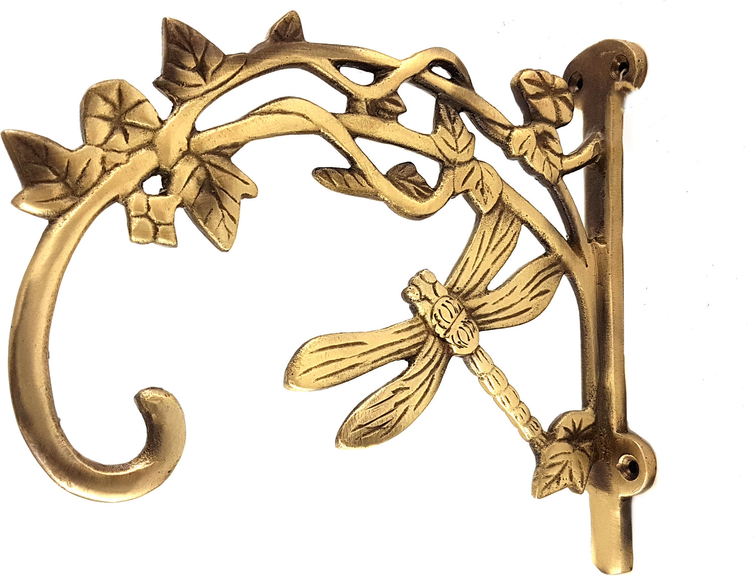 Image of Two Moustaches Brass Dragon Fly Style Handmade Brass Wall Lantern Diya Hanger Decorative Showpiece - 16.2 cm