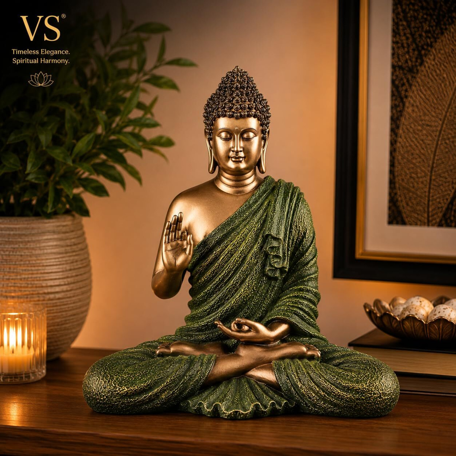 Image of Vastu Sajja Buddha Statue in Meditation Pose with Abhaya Mudra Decorative Showpiece - 33 cm