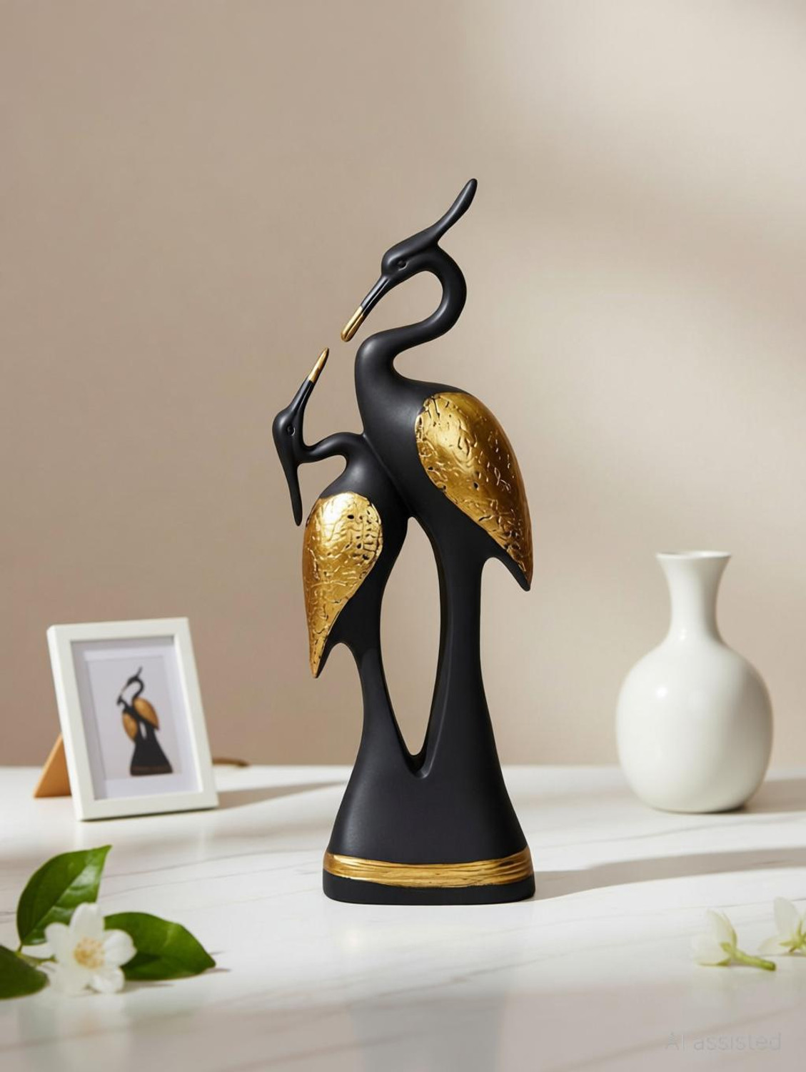 Image of BECKON VENTURE Pair of Duck Kissing Showpiece for home decor| Duck showpiece for gifts And home|Home decor showpieces|decoration items for house|handicraft home decor|showpiece figurine |table decoration items|Decorative items for room in Racks & Shelves|handicraft items in Showpieces& Figurines|statues|statue gift|Statue for home|Showpieces &Figurines|showpiece gift sets|showpiece for living room| showpieces for bedroom|showpiece in home| Decorative Showpiece - 37 cm