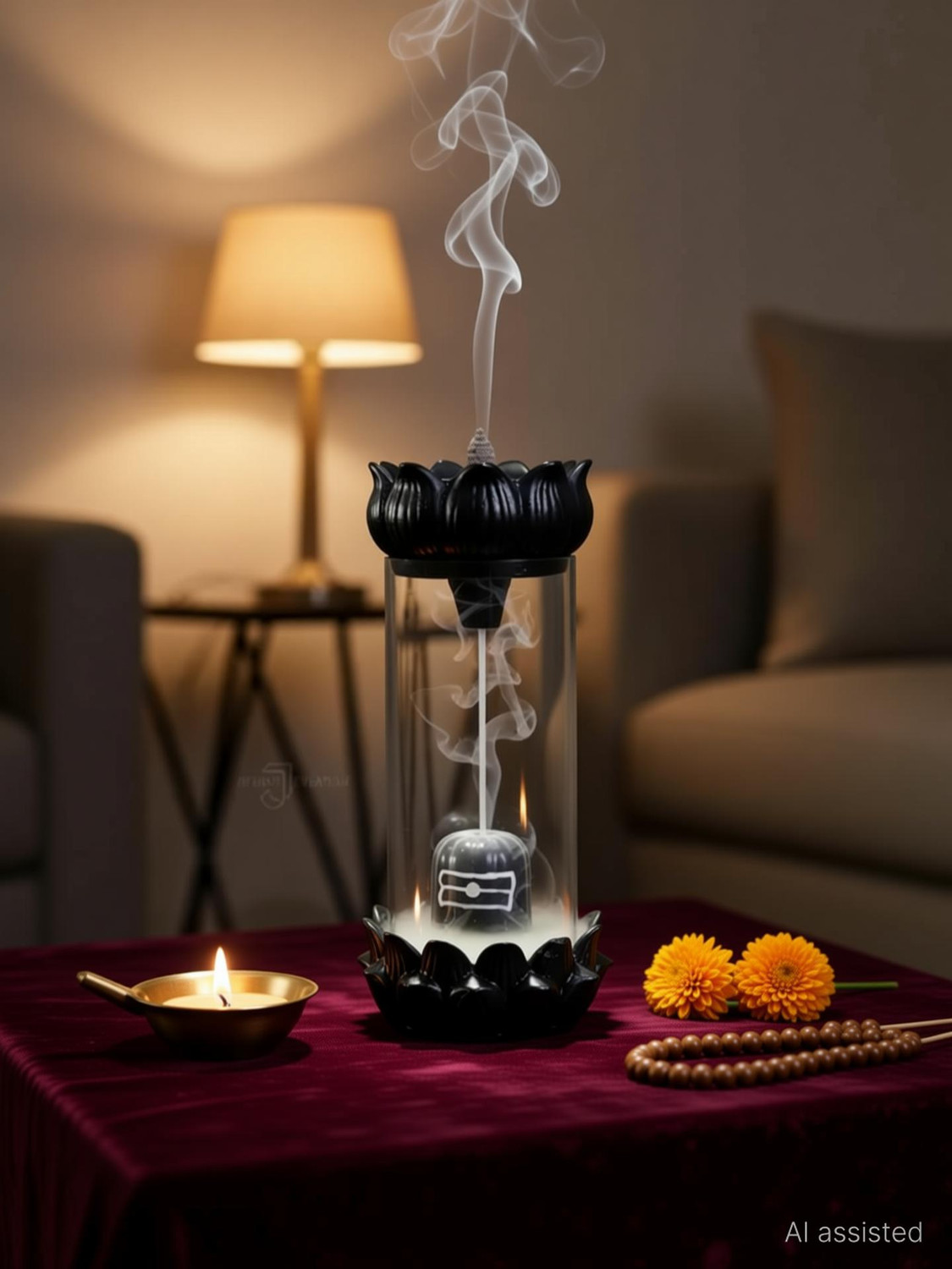 Image of AVsivm Lord Shiva Smoke Shivling Fountain With 10 coines /Dhoop Free Decorative Showpiece - 20 cm