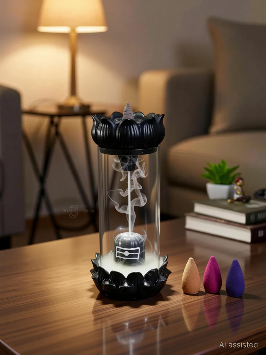 Image of AVsivm Lord Shiva Smoke Shivling Fountain With 10 coines /Dhoop Free Decorative Showpiece - 20 cm