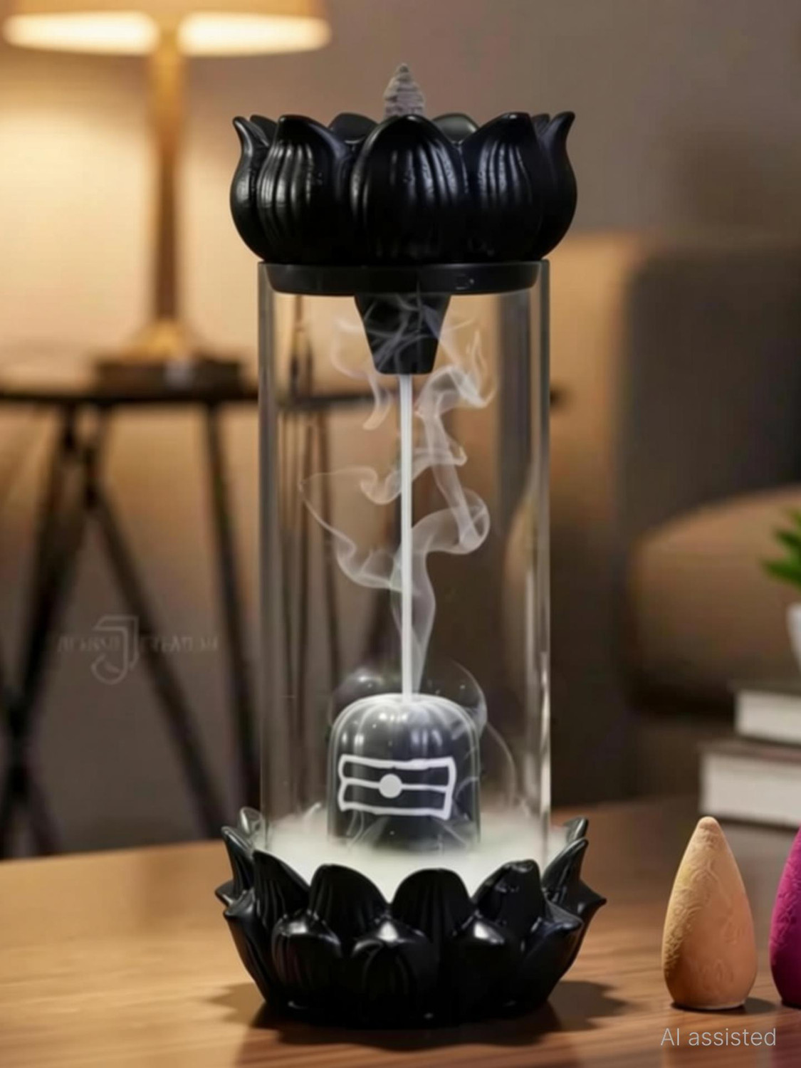 Image of AVsivm Lord Shiva Smoke Shivling Fountain With 10 coines /Dhoop Free Decorative Showpiece - 20 cm