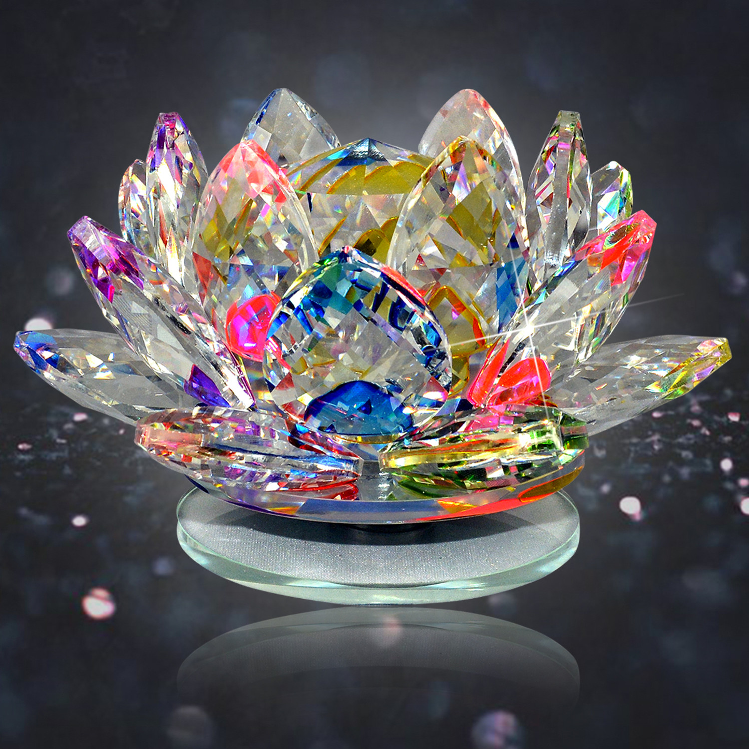 Image of CRYSTU Vastu Lotus Feng Shui Lotus Transparent Crystal Lotus For Positive Energy 40 mm Decorative Showpiece - 6.5 cm