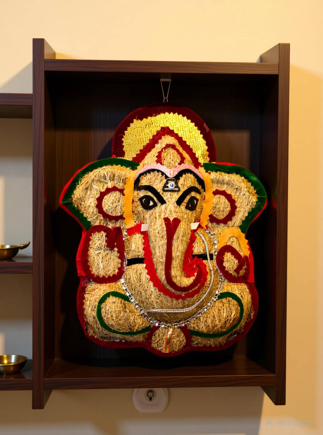 roots craft Lavancha Original Handmade Lucky Lord Ganesha (9 inch) Wall Hanging idol Decorative Showpiece - 21 cm