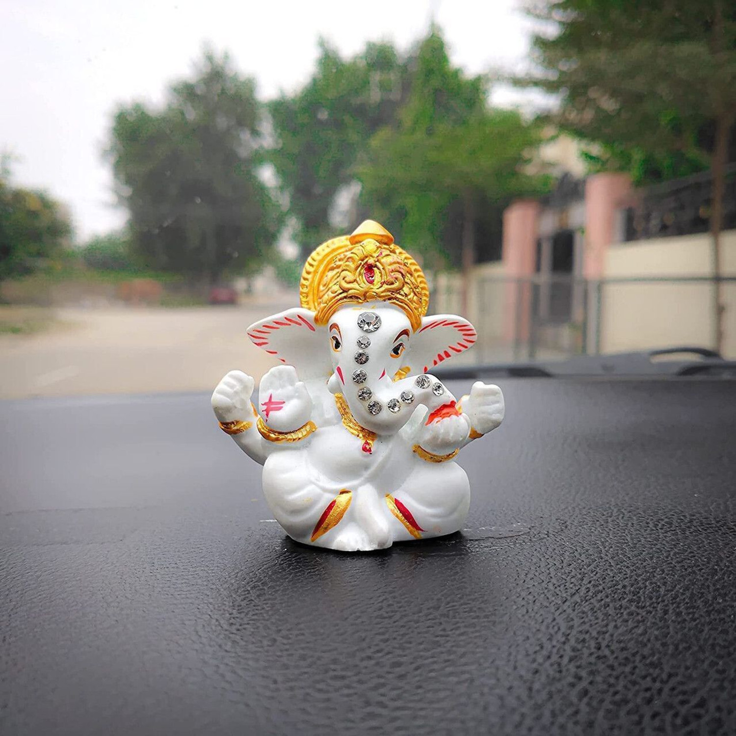 Image of SVGG DECORS Ganesh Idol for Car Dashboard Small Ganesha Idol Dashboard Showpiece for Car Decorative Showpiece - 5.05 cm