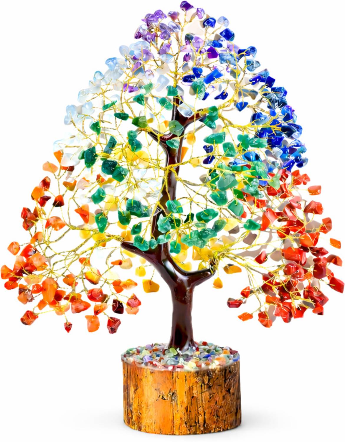 ARISVA 7 Chakra Crystal Tree | Luxury Home Decor Gift | Natural Gemstone Bonsai Tree Decorative Showpiece  -  30 cm
