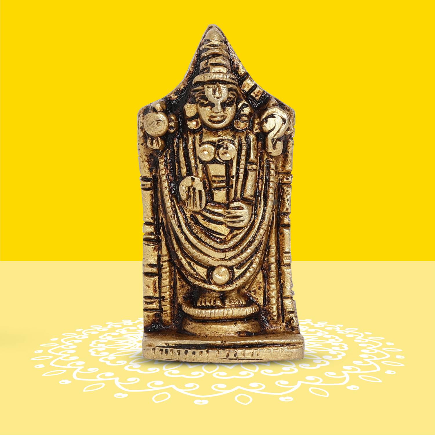 10club Lord Balaji Idol | 100% Pure Brass Venkateswara Balaji for Desk & Car Decorative Showpiece - 5.4 cm