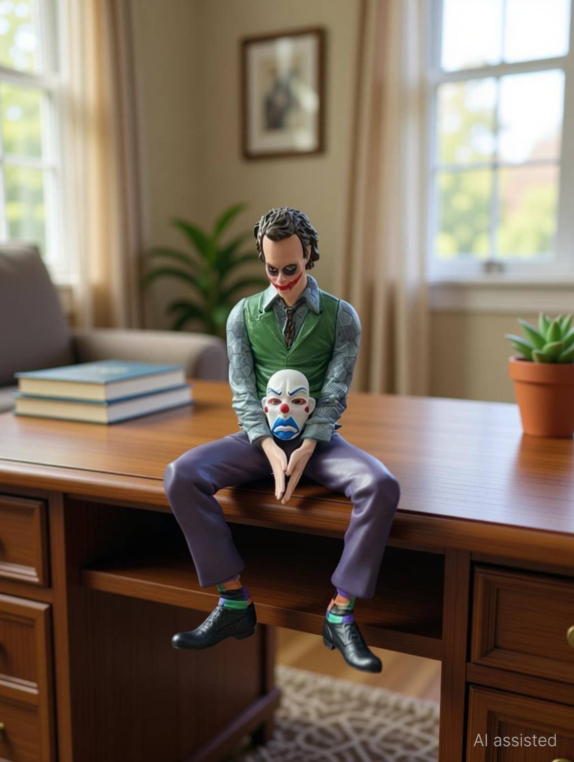 AutoBizarre 10cm Small Joker Action Figure with Mask & Sitting