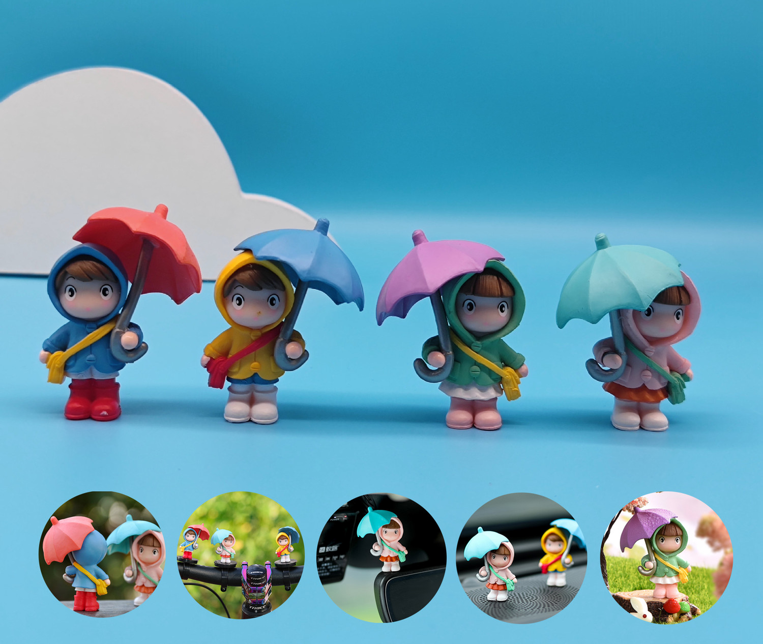 Image of Spiaty 4 Types of Umbrella Boy or Girl Miniature as a Toy and Showpiece Decorative Showpiece - 6 cm
