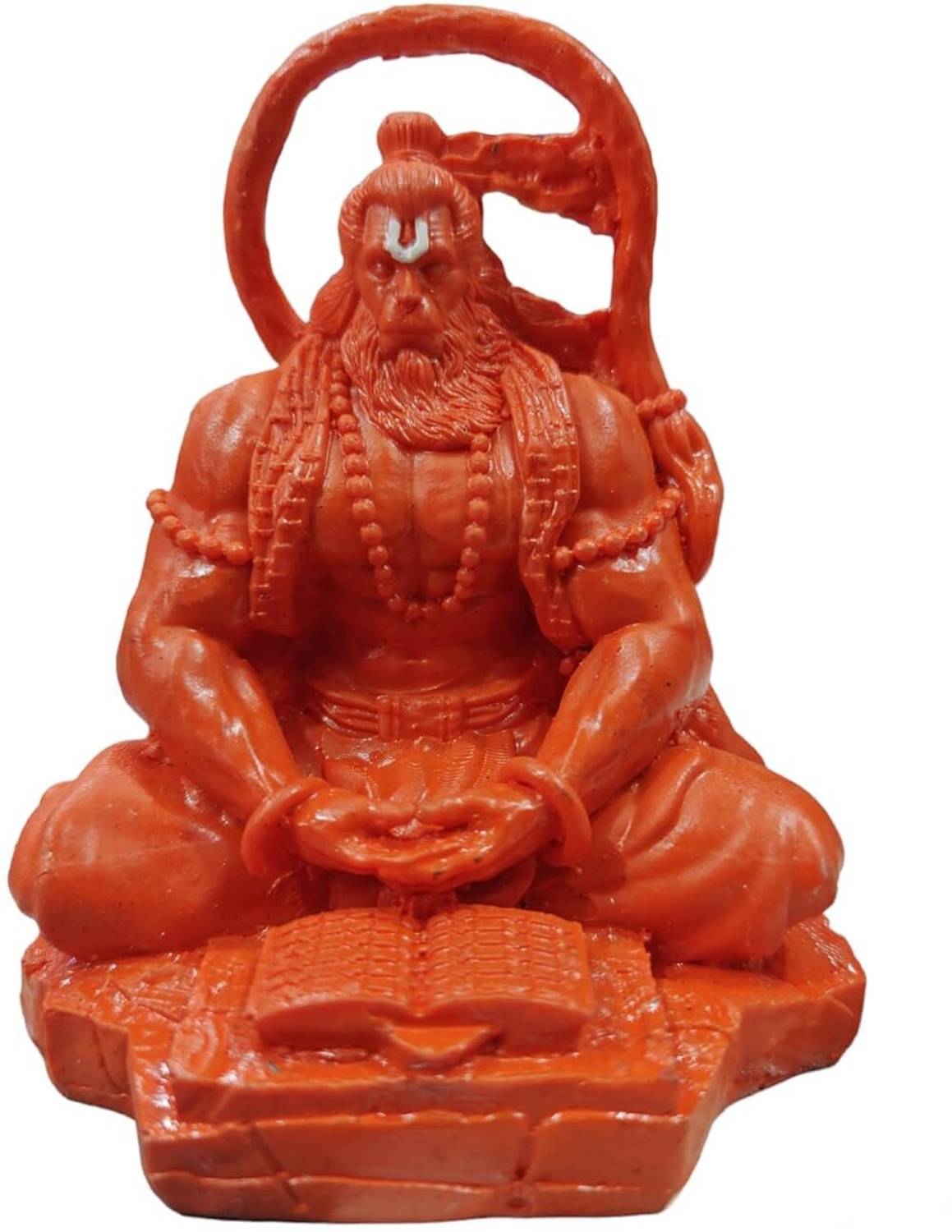 AAPKADECOR Orange Lord Hanuman Dhyan Mudra Showpiece Meditating Hanuman Idol Car Dashboard Decorative Showpiece  -  7.62 cm