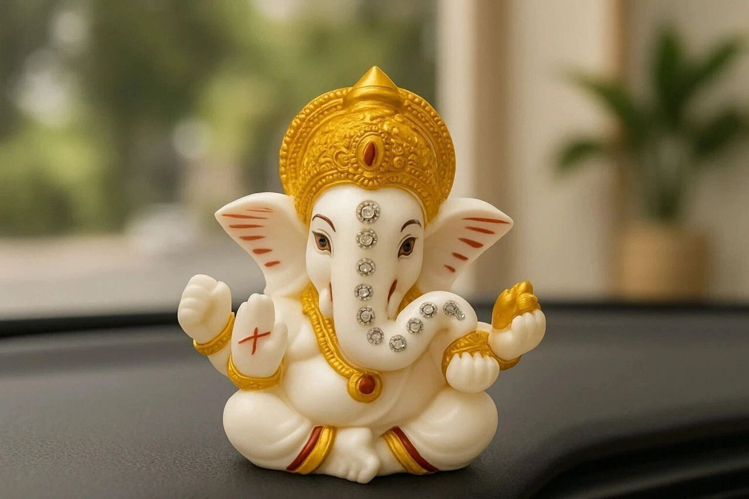 Image of SVGG DECORS Ganesh Idol for Car Dashboard Small Ganesha Idol Dashboard Showpiece for Car Decorative Showpiece - 5.05 cm