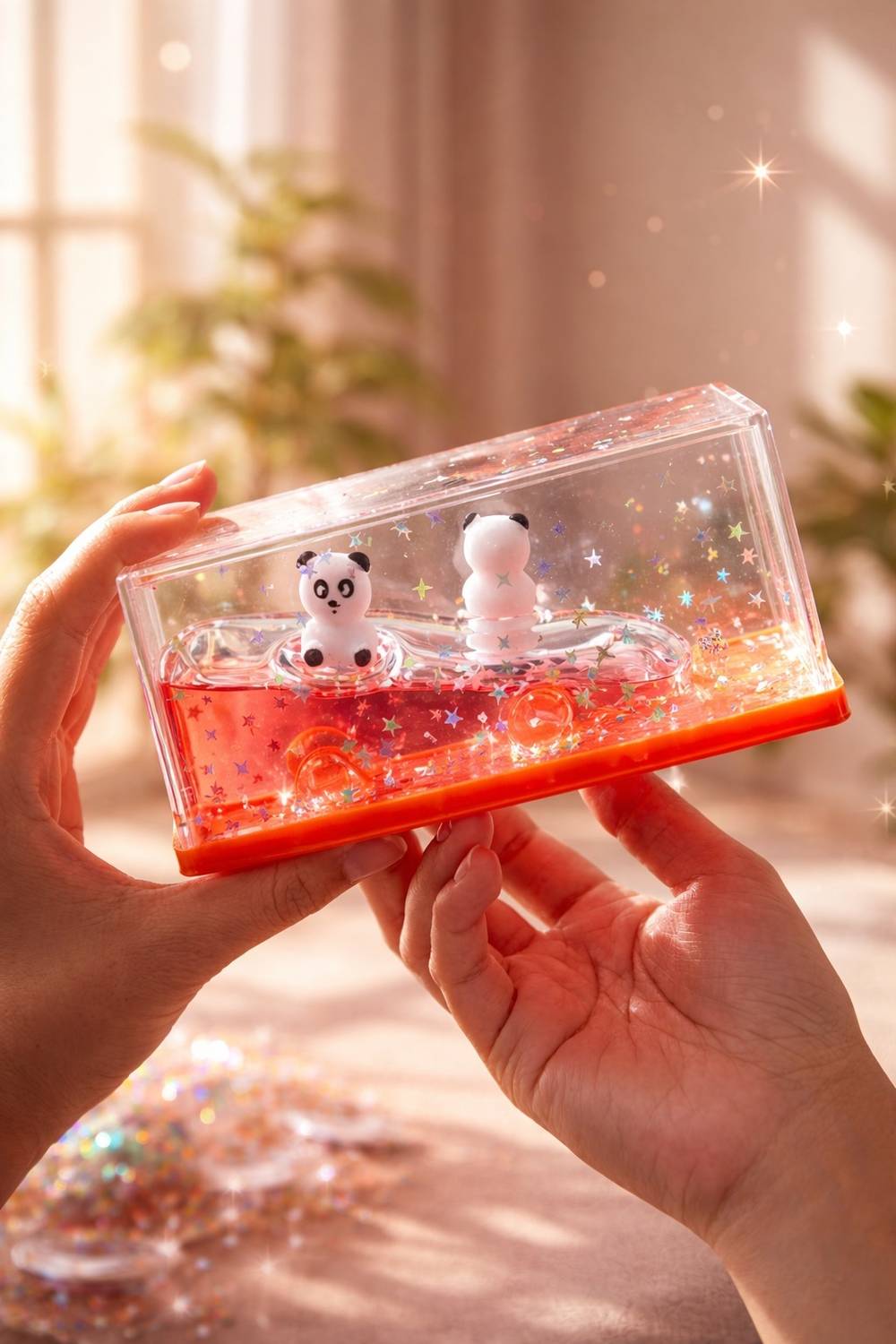 NyTraders Panda Wave Liquid Motion Paperweight 5cm Blue - Image 1