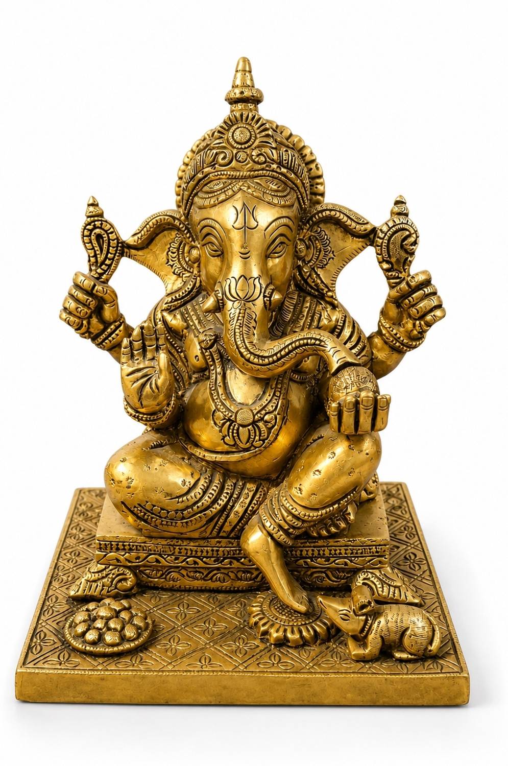 Kapil Steel Brass Ganesha Idol 10 Inch | Heavy 5.3 Kg Ganesh Murti | Antique Finish Decorative Showpiece - 25 cm