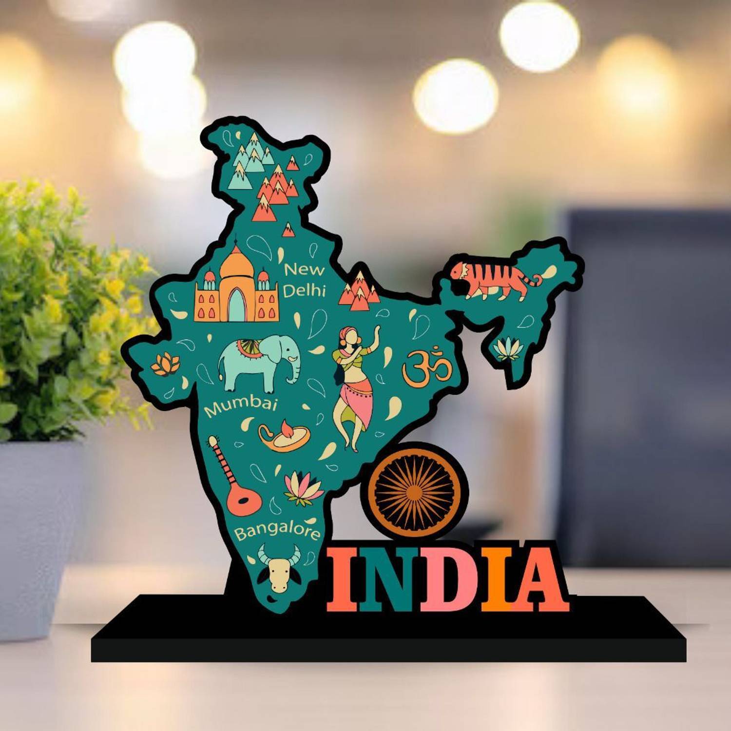Apnagift India Map Design Table Decoration Office Desk Showpieces Gift Decorative Showpiece - 15 cm