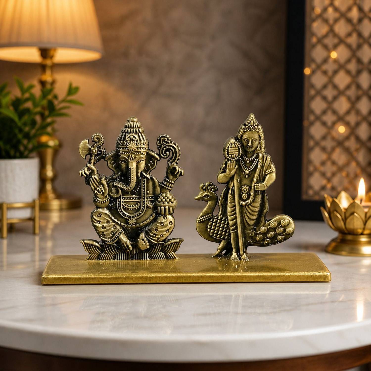Murliwala Ganesh Kartikeya Idol Showpiece for Home Decor,Pooja, Living Room & Office Table Decorative Showpiece  -  6 cm