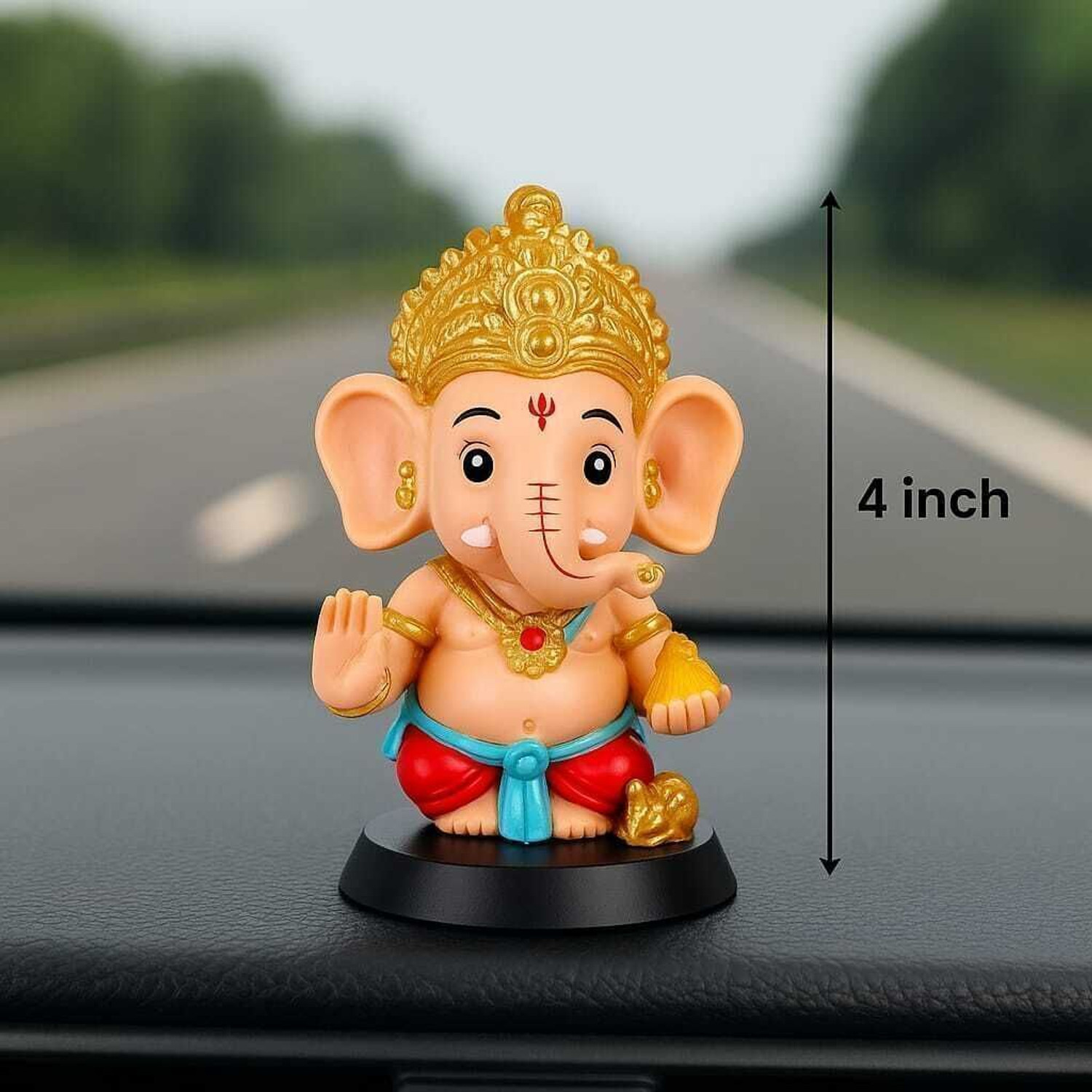 Image of ganesh idol Mkecom Ganesha God Idol for Car Dashboard | Ganpati Bappa Murti Decorative Showpiece - 10 cm