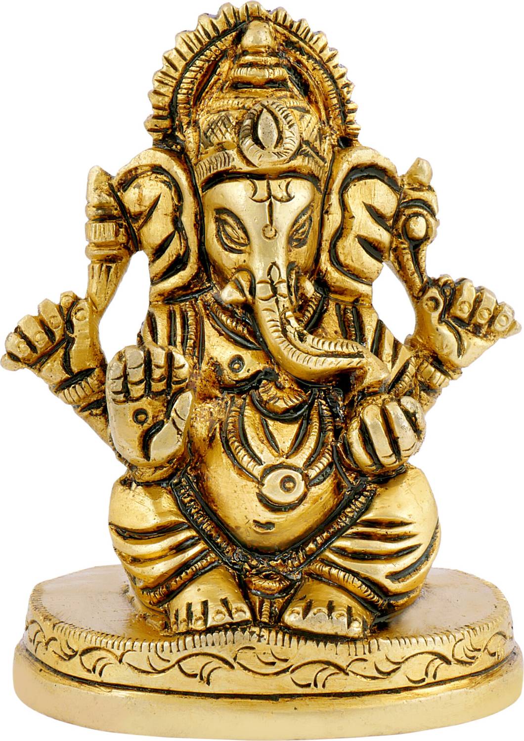 Shreeyash Brass Ganesha Religious Idol Figurine Hindu God Sculpture Home Decorative Items Decorative Showpiece - 8.1 cm