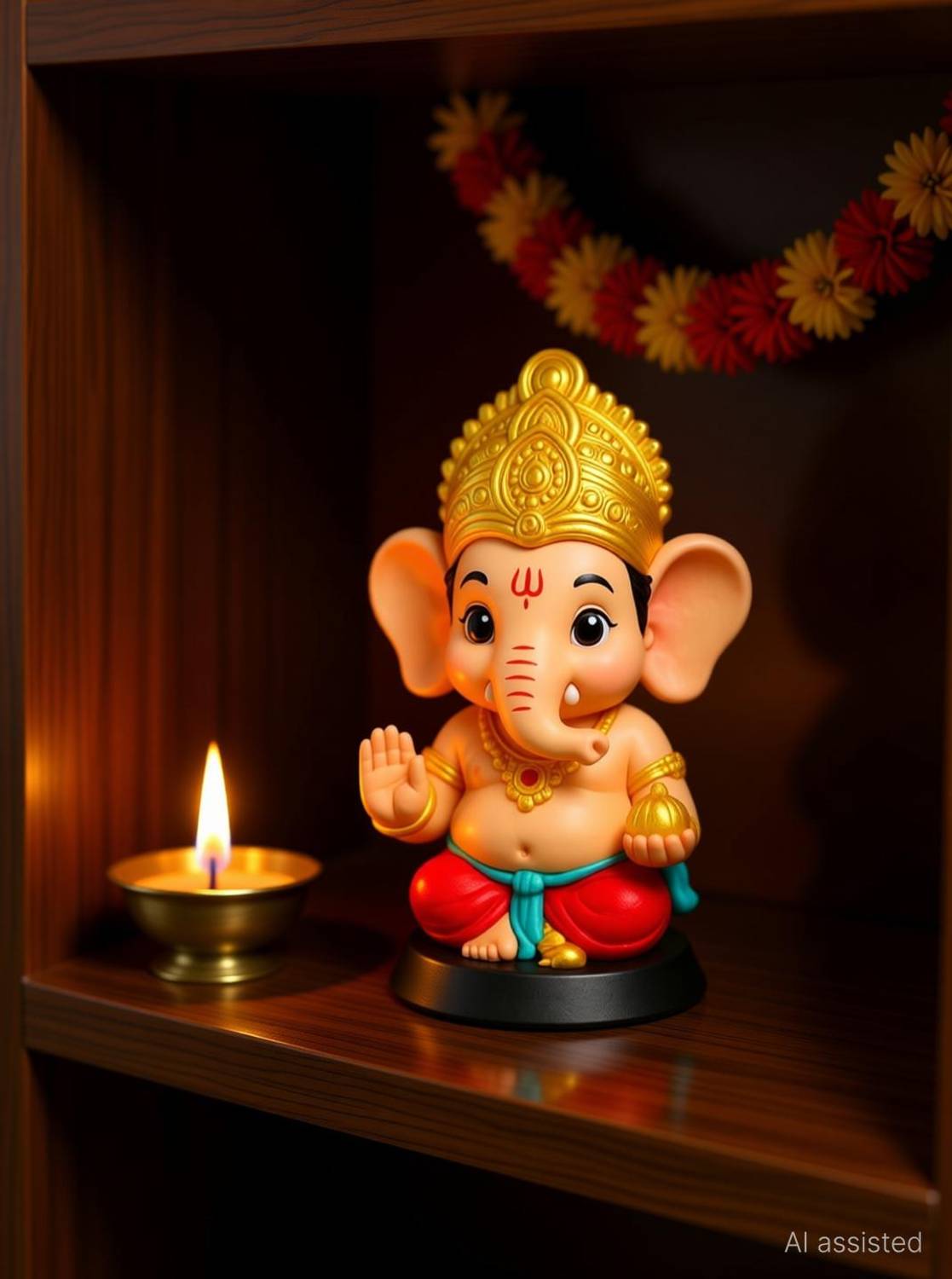 RuchikaTrends Cute Baby Ganesha Car Dashboard Idol |Car & Home Decor Showpiece Decorative Showpiece  -  10 cm