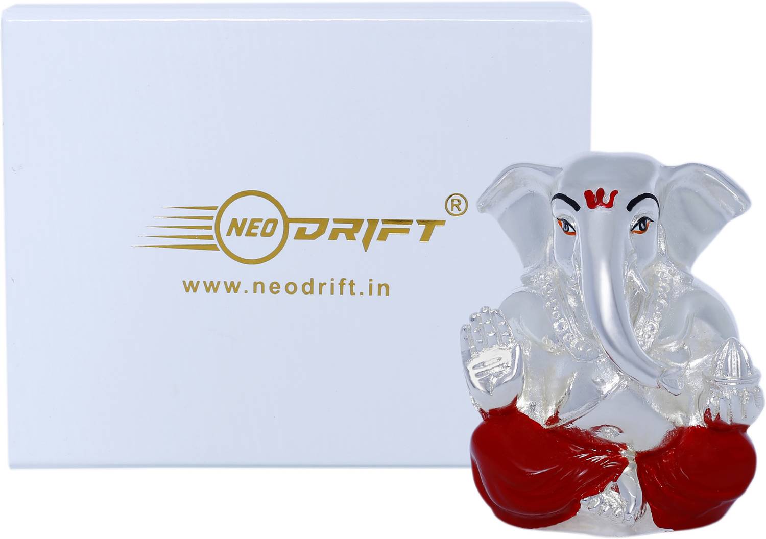 Neodrift Neodrift Ganesh Idol for Car Dashboard, Temple Home( 24kt & 999 Silver Plate) Decorative Showpiece - 7.5 cm