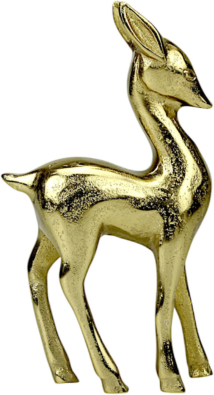 Image of Hind Decor Golden Aluminum Handcrafted Christmas Minimalistic Standing Deer Decorative Showpiece - 20.5 cm