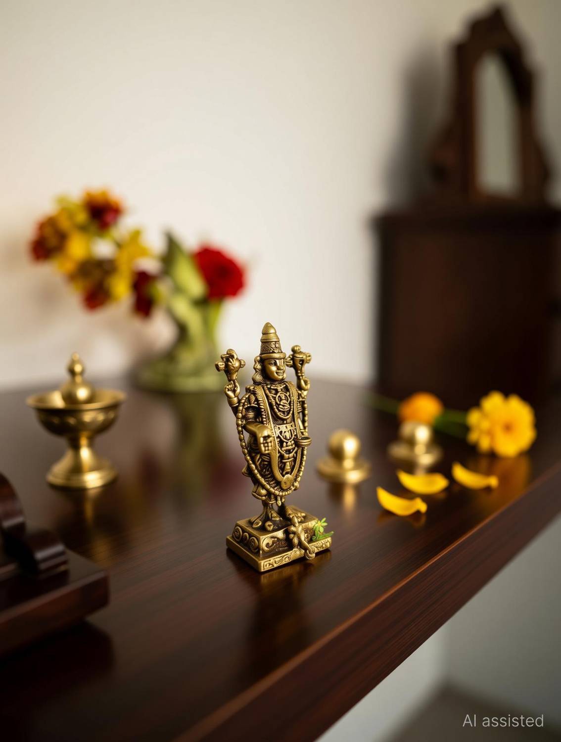 Aakrati Small Statue of Balaji Made in Brass|Tirupati Balaji Statue Idol| Decorative Showpiece - 5.1 cm