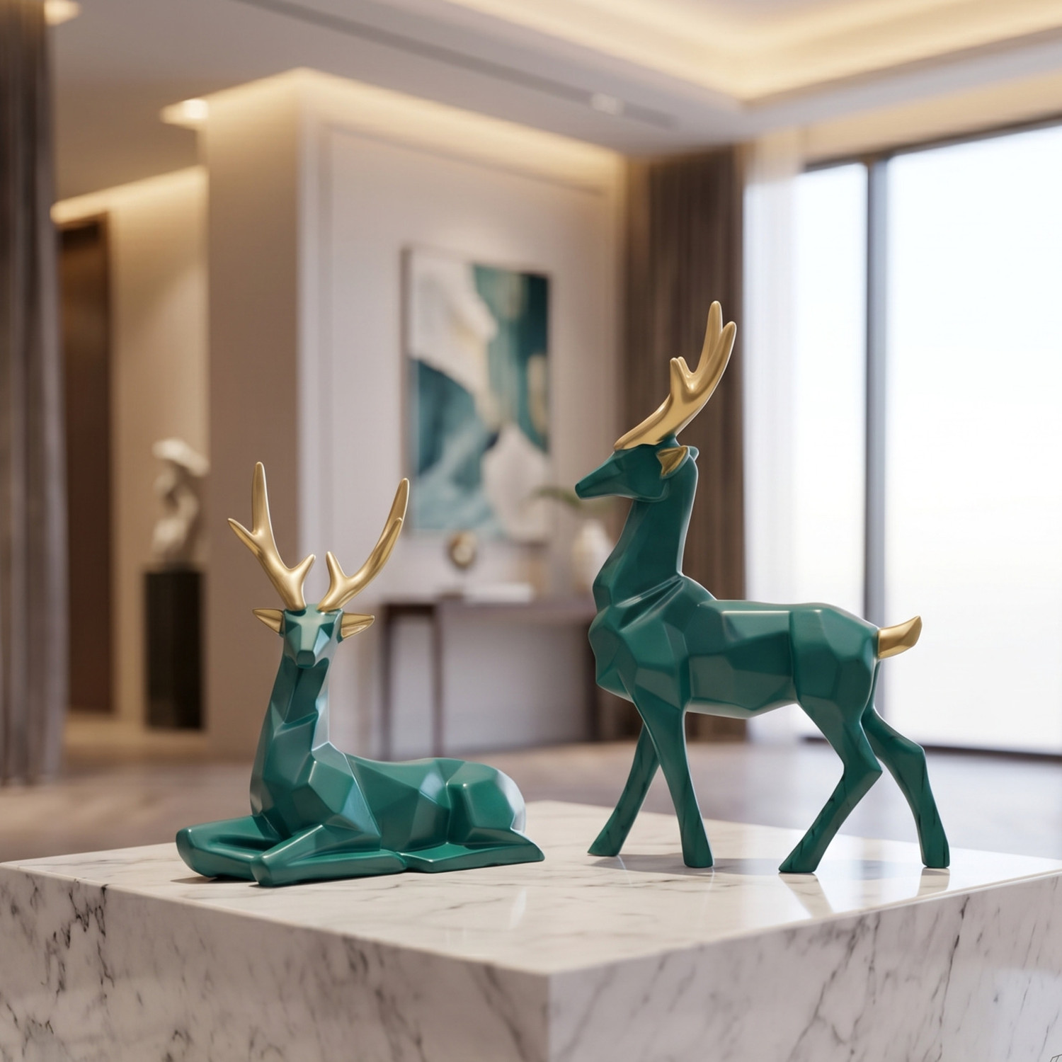 Image of Flipkart Perfect Homes Luxury Reindeer Deer Showpiece Set of 2 for Living Room Decor Premium Polyresin Decorative Showpiece - 21.5 cm