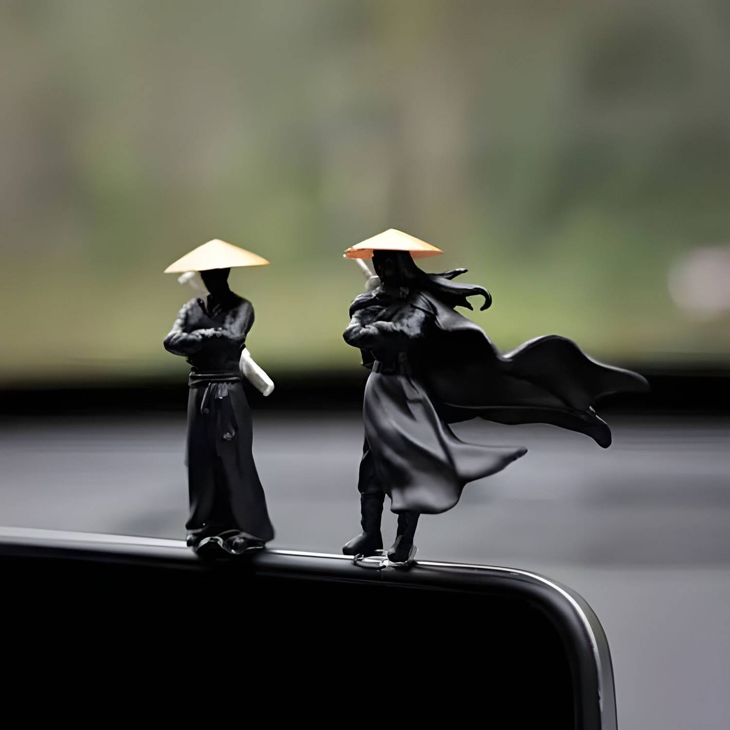 VinayakDecorz 2 pcs Mini Youxia Warrior Car Decoration Set - 6 cm - Image 1