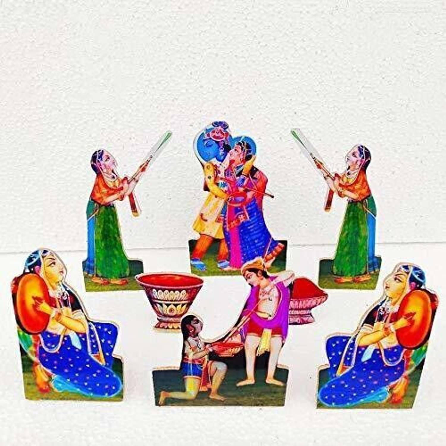 AARSHI CREATION Holi Gopi Set Wooden MDF Cut Out Holi Special (4 inch) Decorative Showpiece  -  10.16 cm
