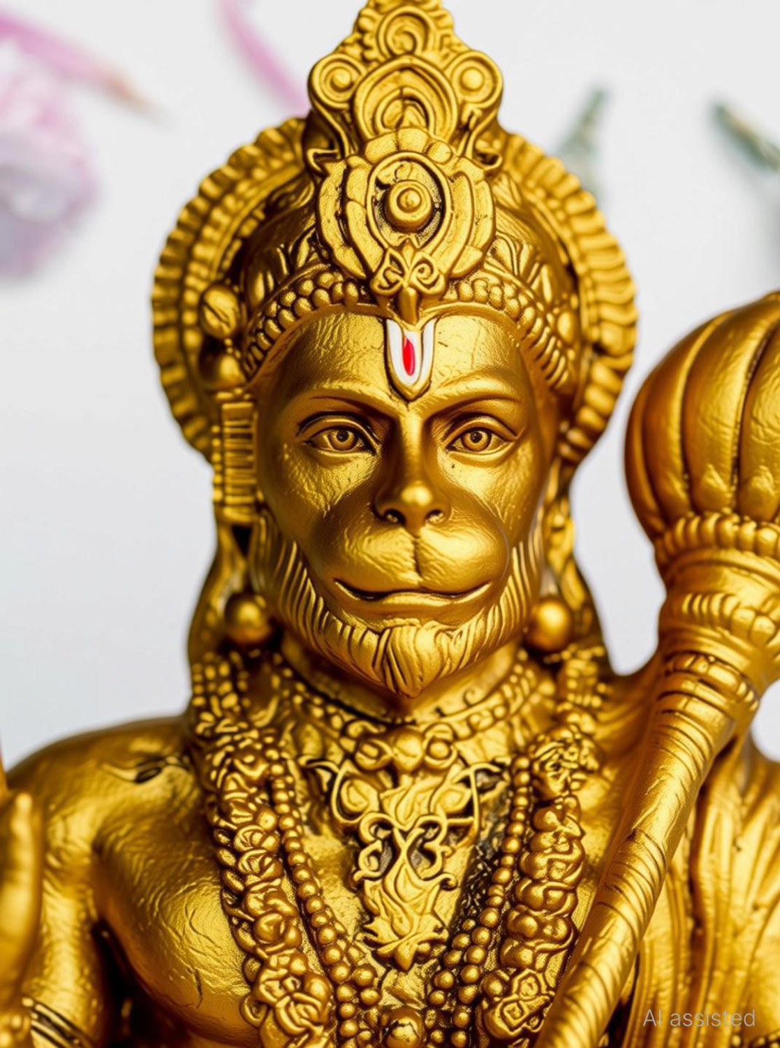 Image of HOMESTA Hanuman Ji Idol with Gada Sitting Pose Statue for Home Office &Temple Decorative Showpiece - 9 cm