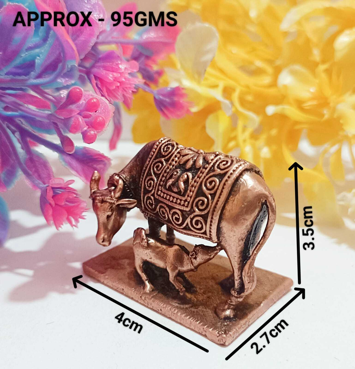 Image of cow idols copper cow idol Decorative Showpiece - 3.5 cm (Copper, Brown)